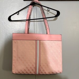 GUESS Pink Logo Stripe Tote Bag